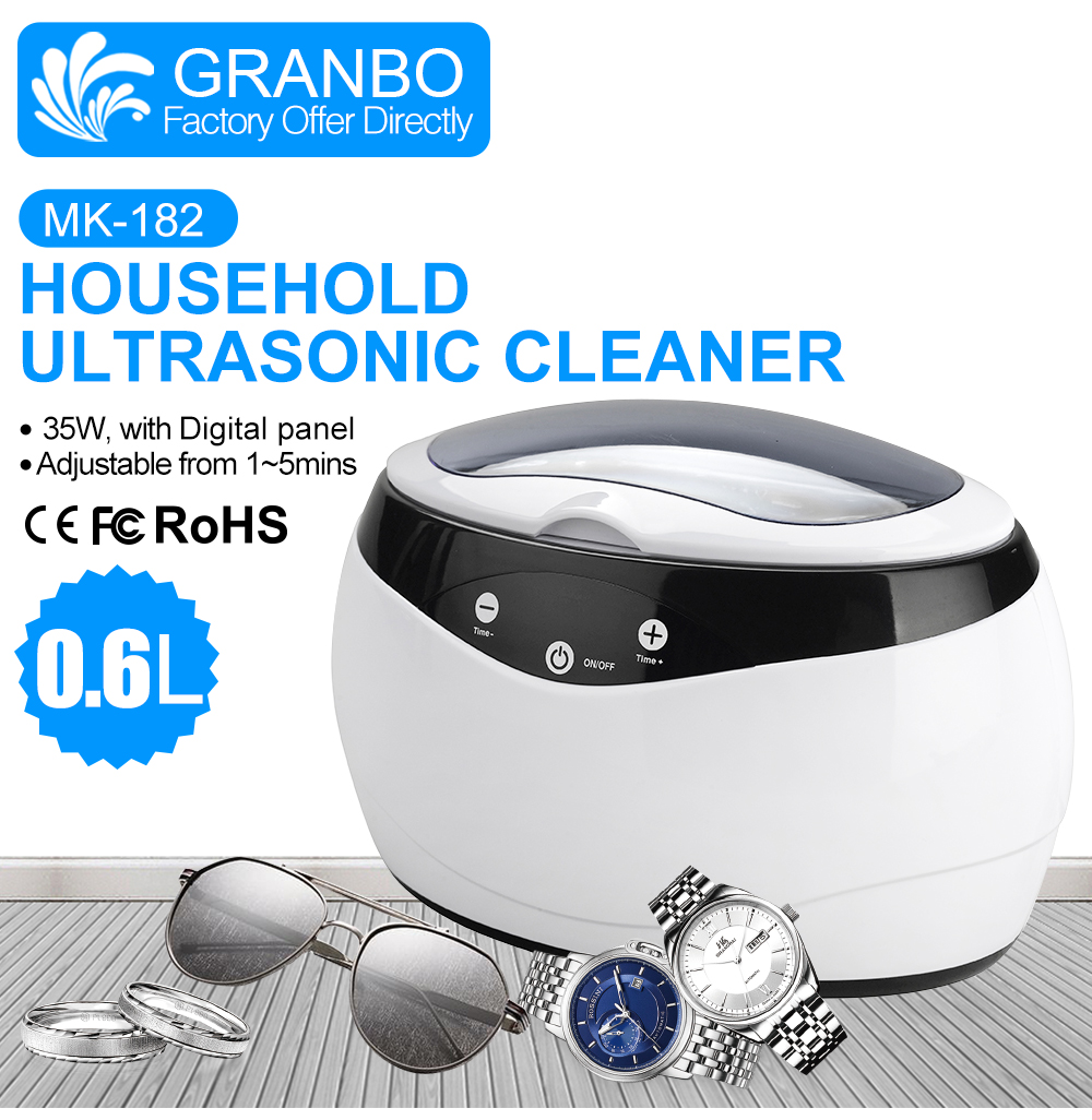 GRANBO Ultrasonic Cleaner, Professional Ultrasonic Jewelry Cleaner with Timer, Portable Household Ultrasonic Cleaning Machine, Electronics Eyeglasses Watch Ring Diamond Retainer Denture Clean