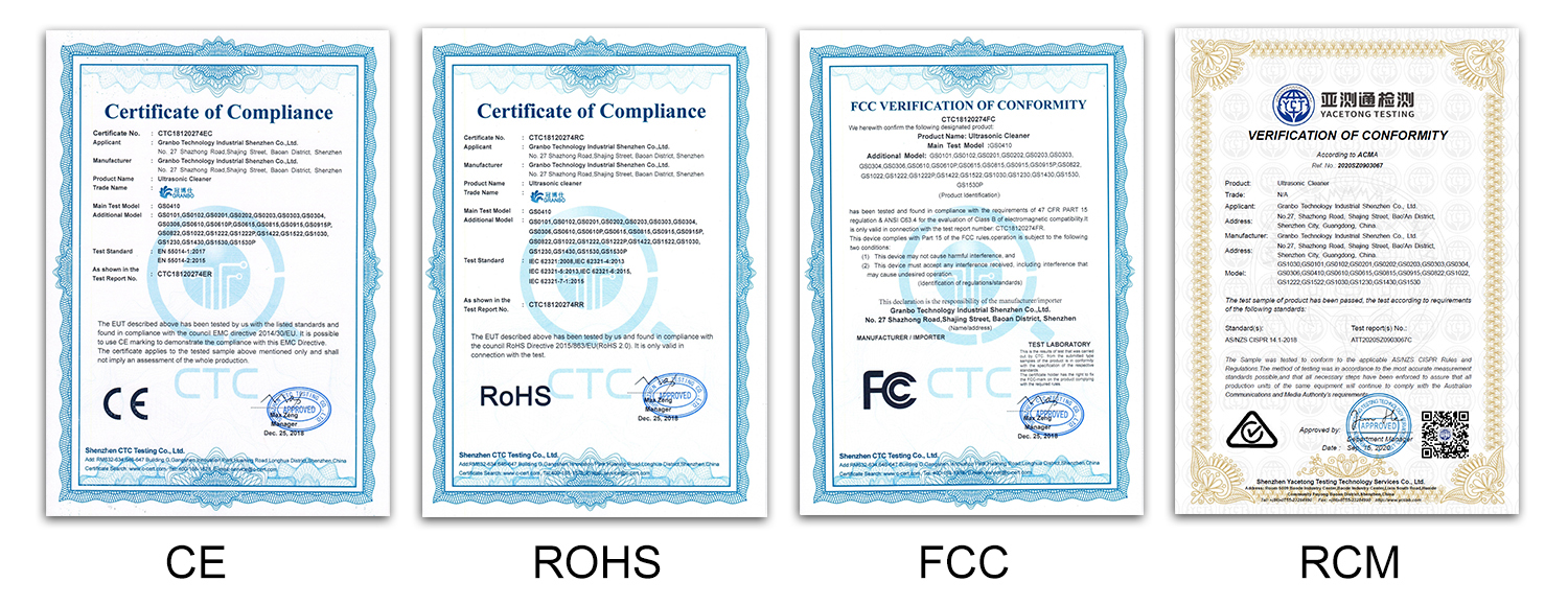 Products Certificates