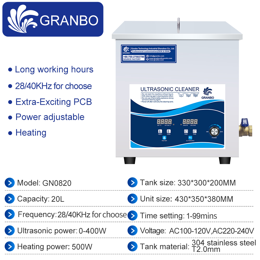 GRANBO 14-130L 28/40KHz Ultrasonic Washing Machine For Engine block Carbon cylinder Carburetor Lab DPF Ultrasonic Cleaning Bath