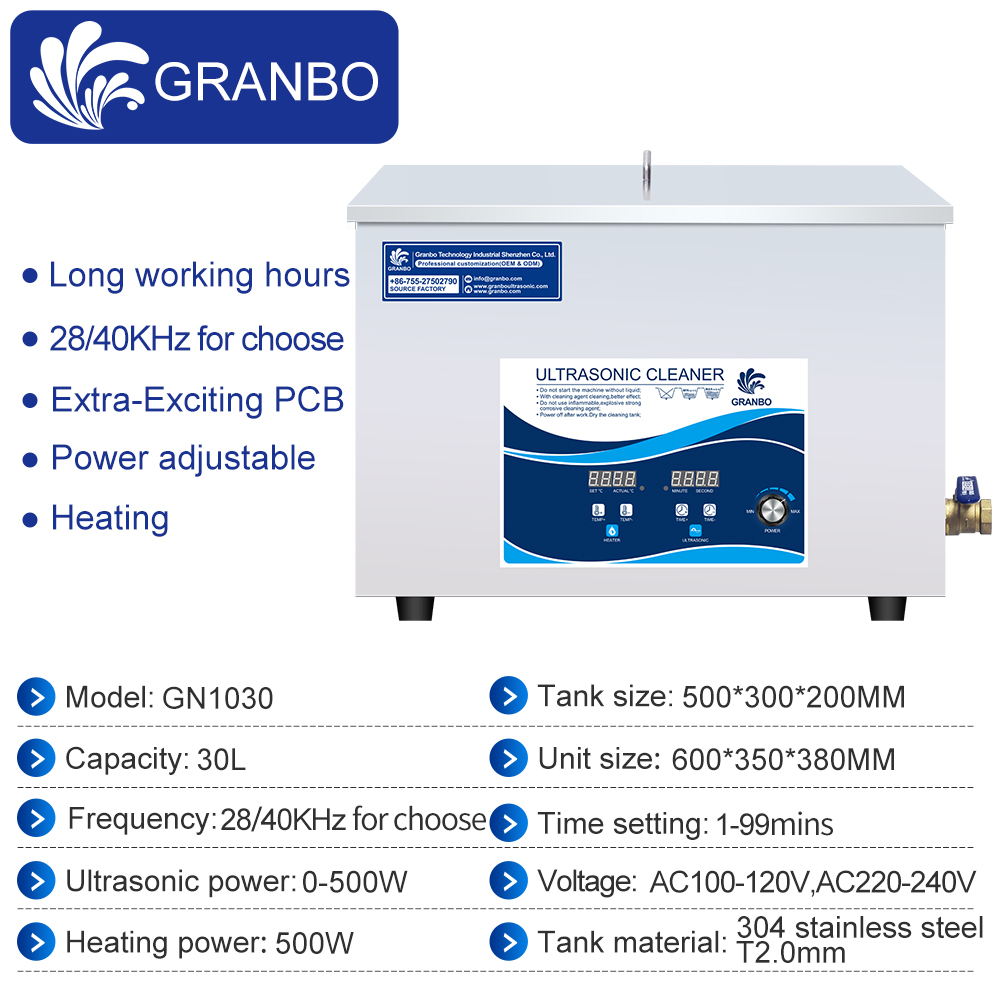 GRANBO 14-130L 28/40KHz Ultrasonic Washing Machine For Engine block Carbon cylinder Carburetor Lab DPF Ultrasonic Cleaning Bath