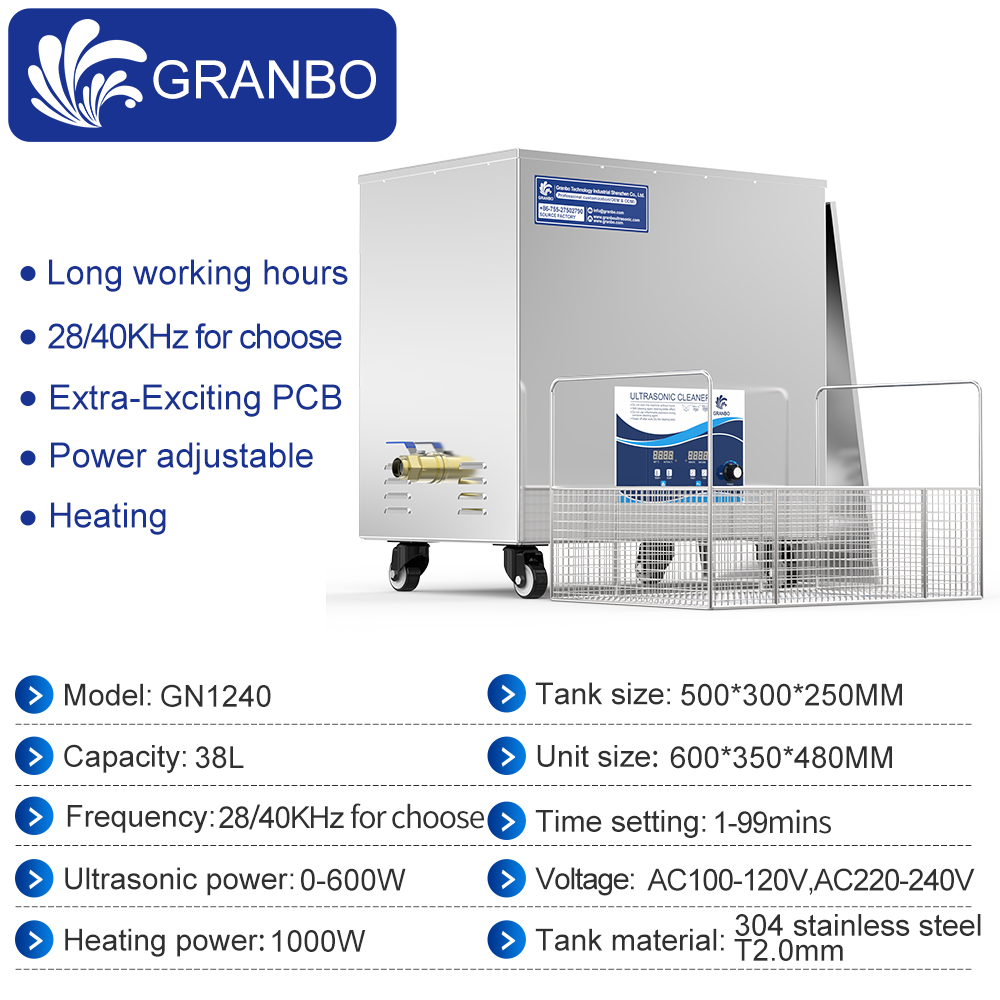 GRANBO 14-130L 28/40KHz Ultrasonic Washing Machine For Engine block Carbon cylinder Carburetor Lab DPF Ultrasonic Cleaning Bath