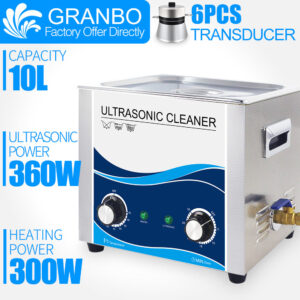 Ultrasonic Cleaner 360W Sonic Power 10L Bath 40khz for Commercial Washing Bicycle Car Injector Vehicle Spare Parts Solution