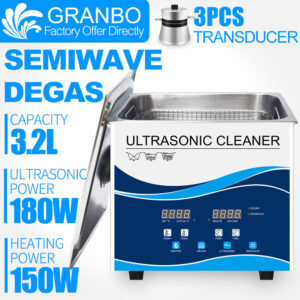 Granbosonic 3L Ultrasonic Cleaner 180W 40Khz Semiwave Degas Heating Bath for Dental Manicure Tattoo Instruments Maintenance