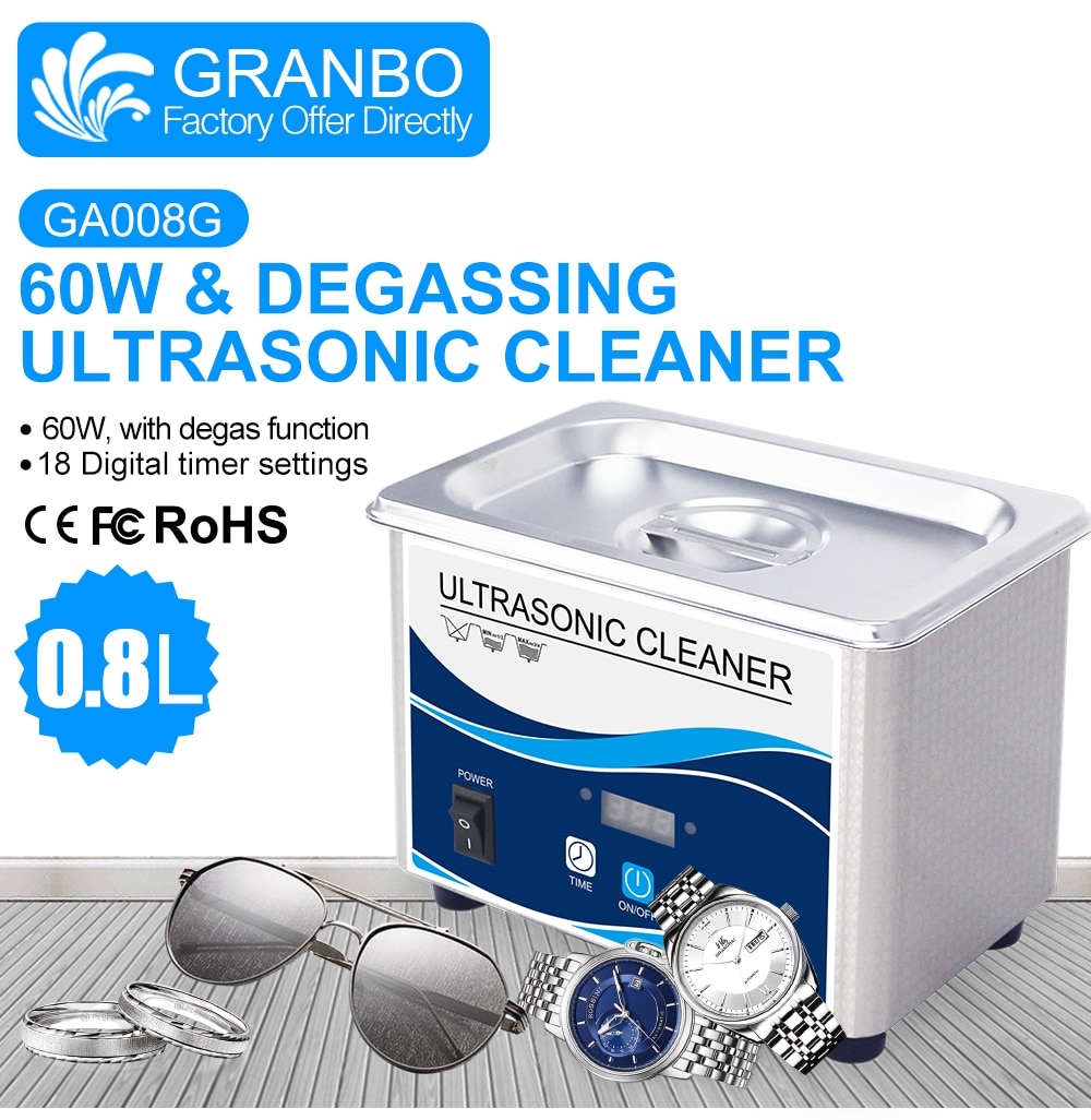 Digital Ultrasonic Cleaner 60W Sonicator Bath 40Khz Degas for Gold Silver Jewelry Glasses Jade Necklace Oxides Rust Oil Washer