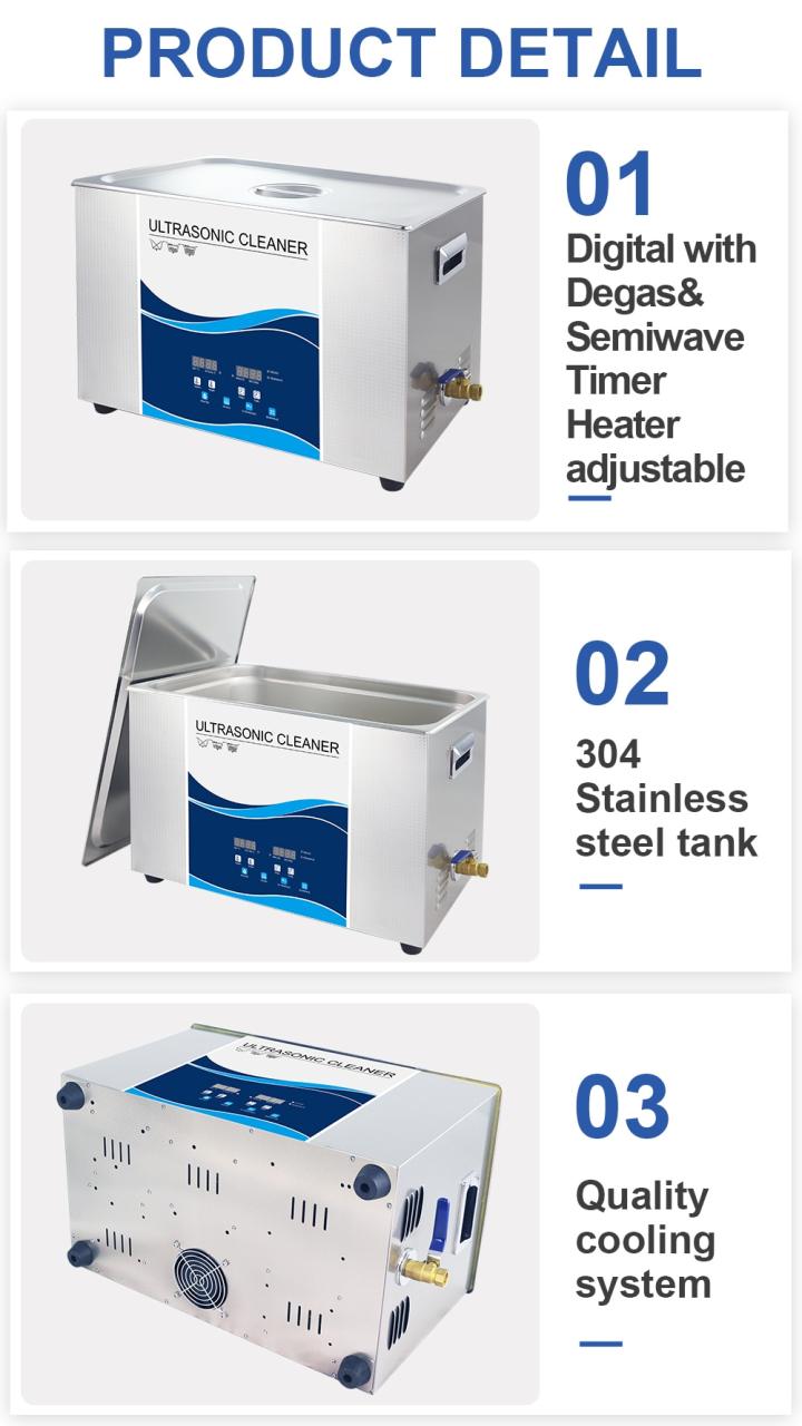 Granbosonic 3L Ultrasonic Cleaner 180W 40Khz Semiwave Degas Heating Bath for Dental Manicure Tattoo Instruments Maintenance