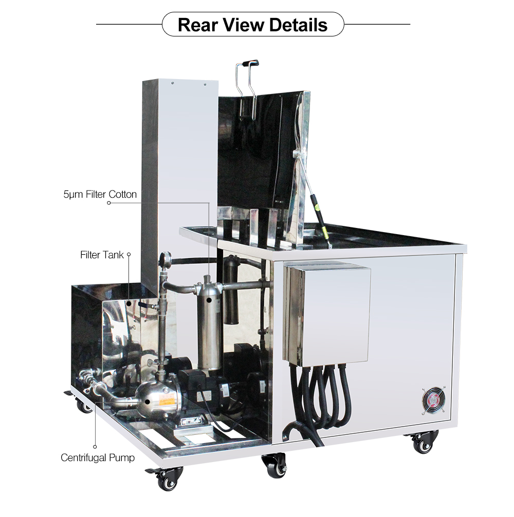 Industrial metal parts ultrasonic cleaning machine with lifting system