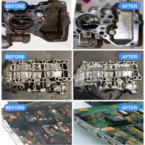 Comparison of the product before and after using the ultrasonic cleaning machine