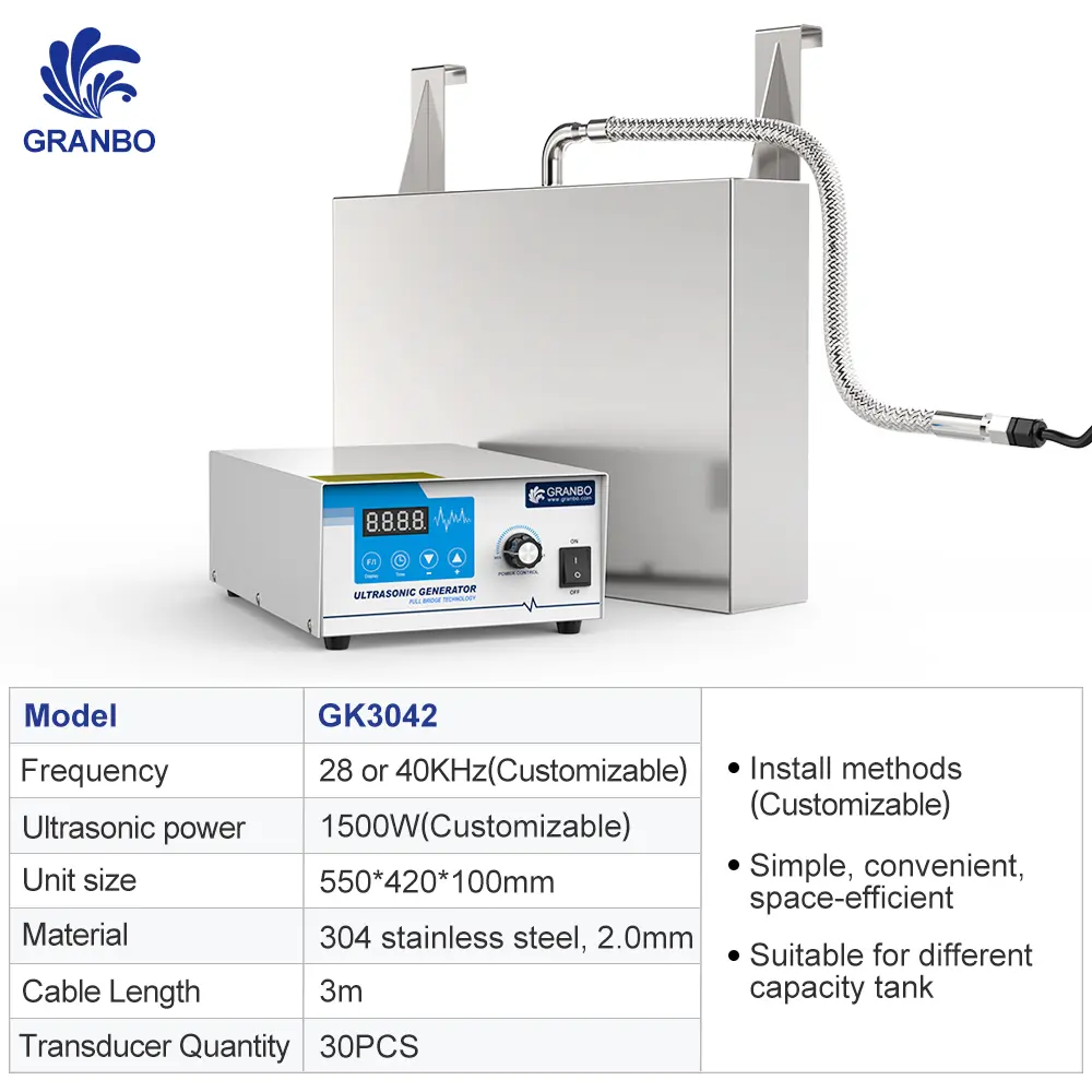 Granbo 28/40khz 1500w Bottom Mount Ultrasonic Transducer with Cable Ultrasonic Transducer Manufacturer