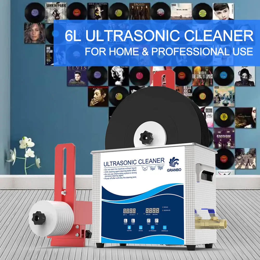 Vinyl Records Ultrasonic Cleaner 180W 40Khz High Efficient Motor Bracket Deep Cleaning Tool Lp Disc Album