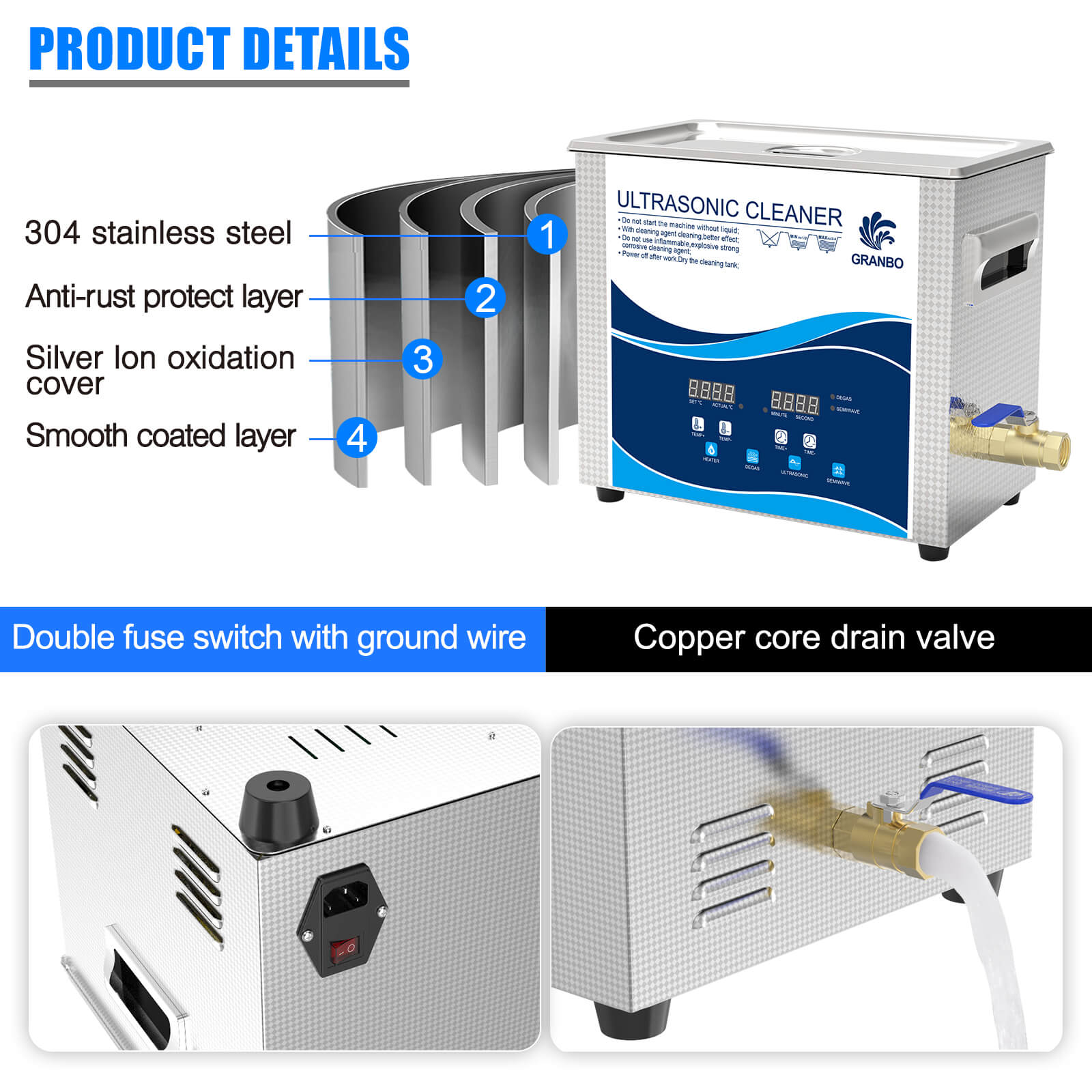 Dental ultrasonic cleaning machine can be used for denture and instrument cleaning