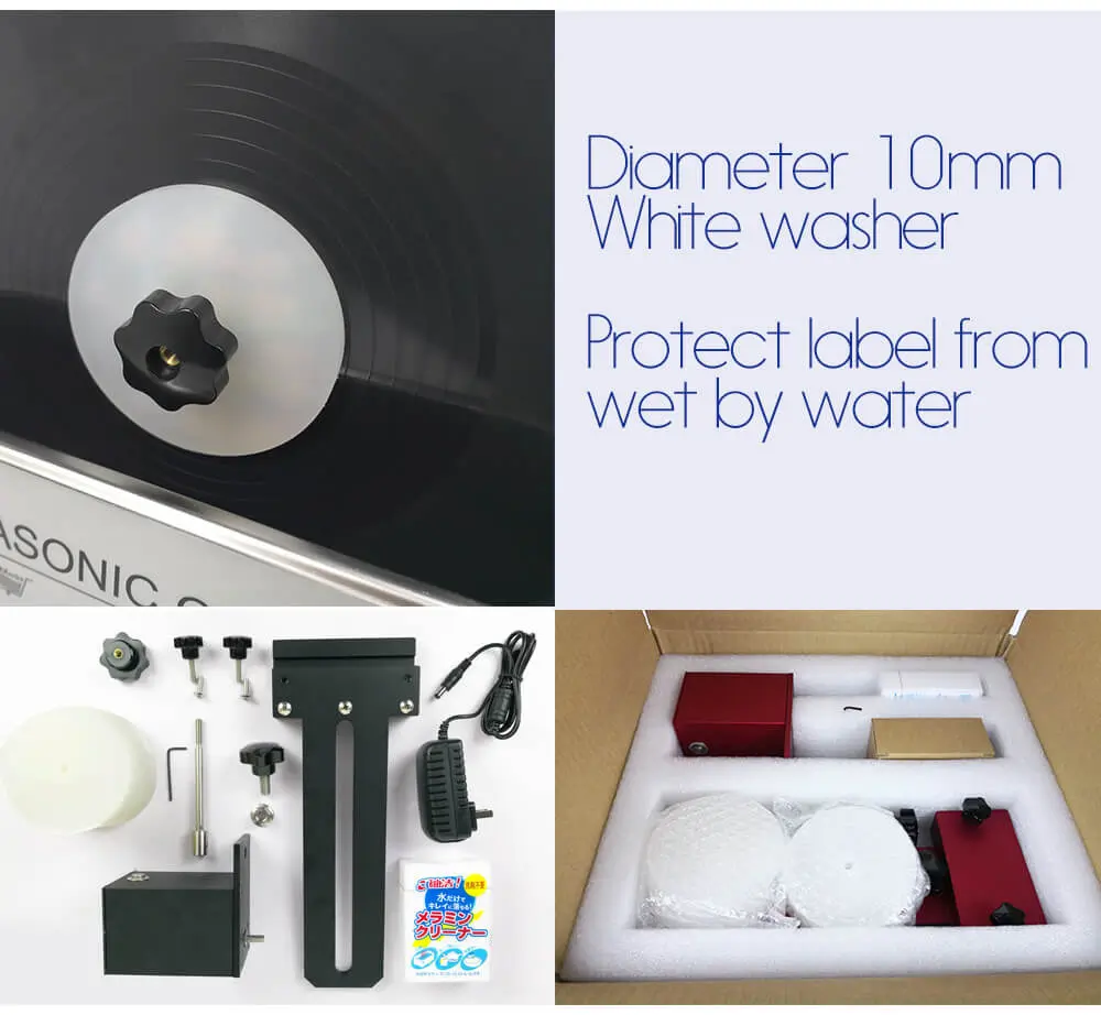 Vinyl Records Ultrasonic Cleaner 180W 40Khz High Efficient Motor Bracket Deep Cleaning Tool Lp Disc Album