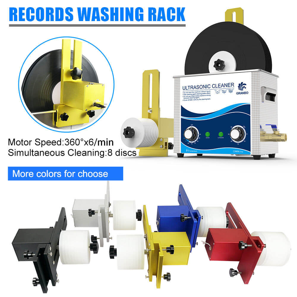 Vinyl Records Ultrasonic Cleaner 180W 40Khz High Efficient Motor Bracket Deep Cleaning Tool Lp Disc Album