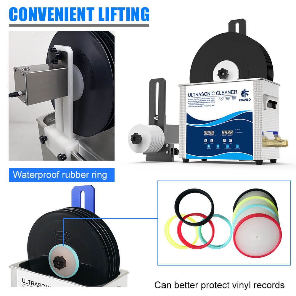 Vinyl Records Ultrasonic Cleaner 180W 40Khz High Efficient Motor Bracket Deep Cleaning Tool Lp Disc Album