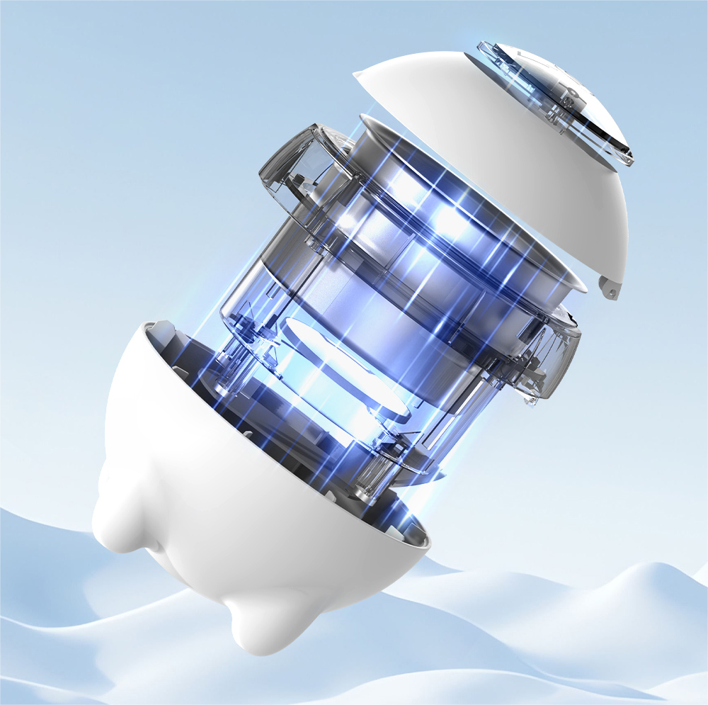 This Image Showcases A High-Tech Uv Sterilizer With A Transparent Design, Highlighting Its Advanced Features And Glowing Lights For Disinfection.