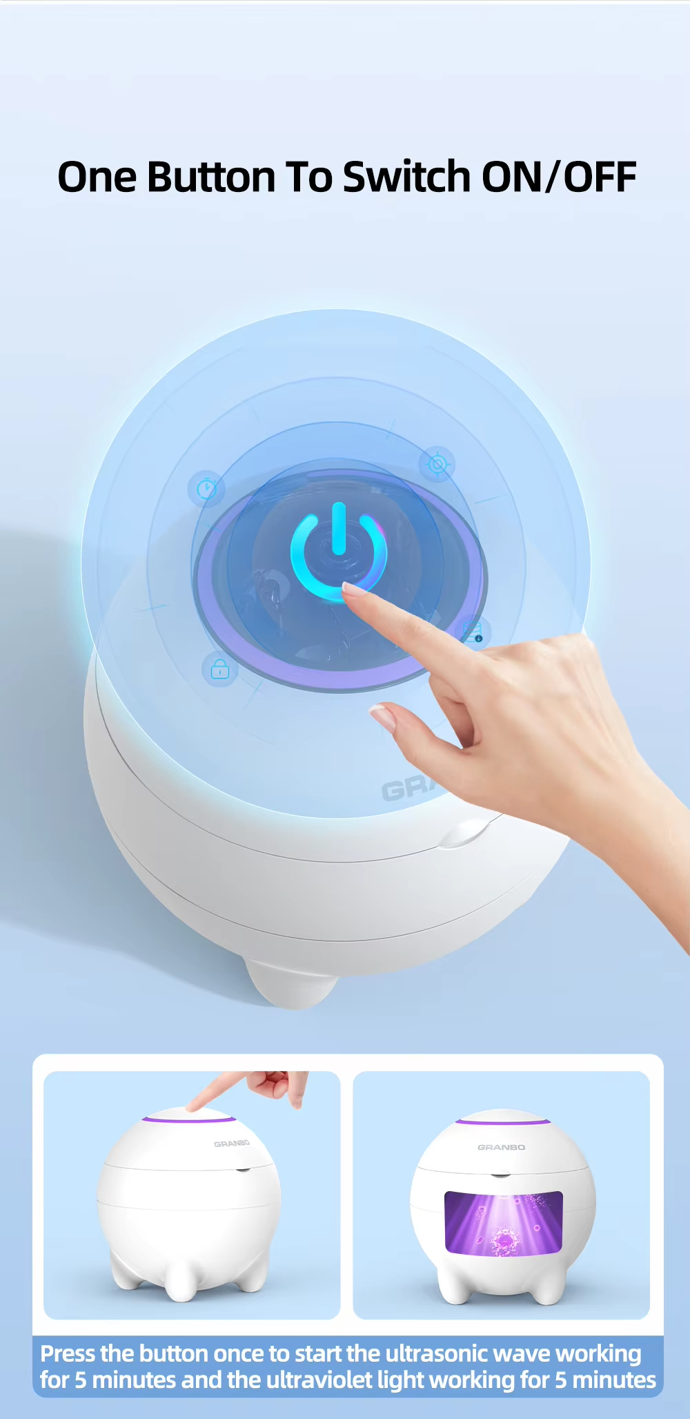 UV Ultrasonic Cleaner – 360° Deep Cleaning for Dentures, Jewelry & Household Use, with UV Light & 48kHz Frequency, 3 Modes