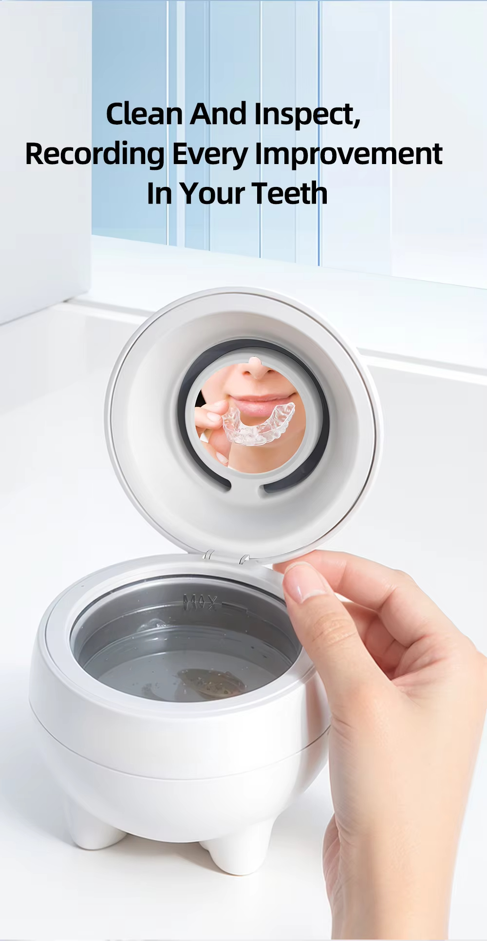 UV Ultrasonic Cleaner – 360° Deep Cleaning for Dentures, Jewelry & Household Use, with UV Light & 48kHz Frequency, 3 Modes