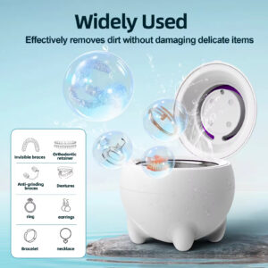 Electric Ultrasonic Denture Cleaner with 360° Deep Cleaning, UV Light & 48kHz Frequency – 3 Modes for Dentures, Jewelry, and Household Use