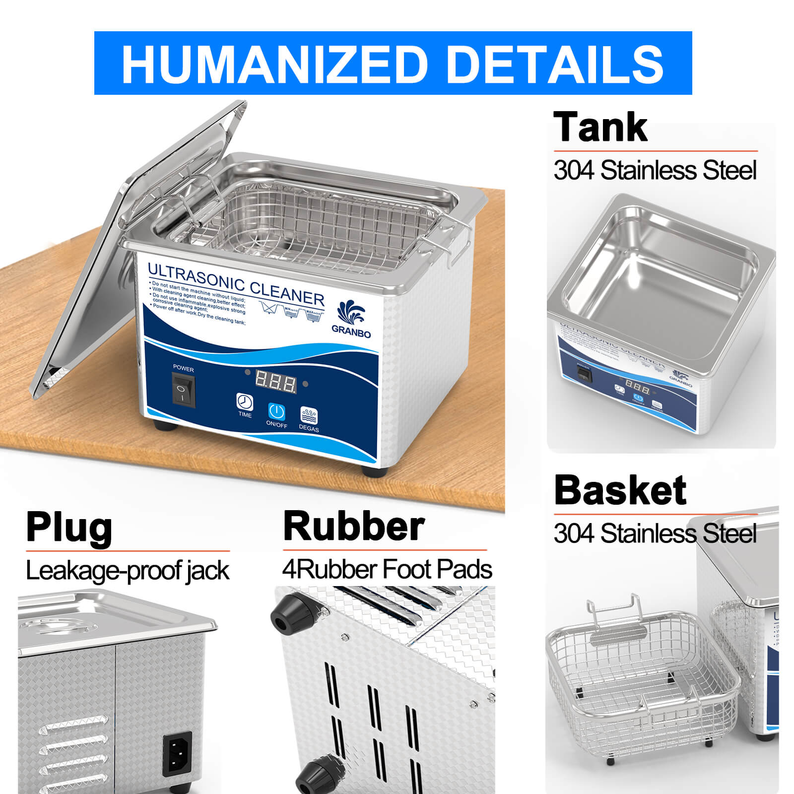 Detailed drawing of Granbo ultrasonic cleaning machine